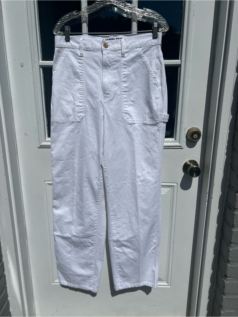 Lands' End White Canvas Utility Painter Pants Size 10 Tall 10T Cargo Workwear